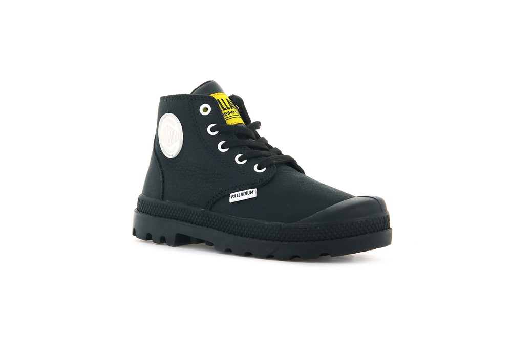 Botas Palladium PAMPA MID LTH ZIP Niños Negras | Costa Rica-39452